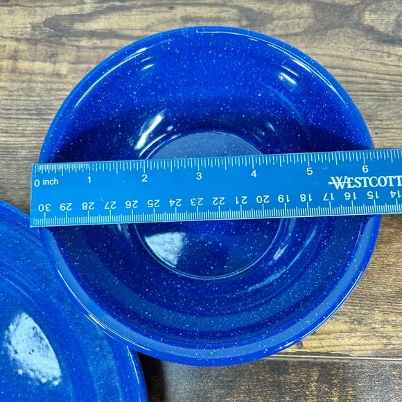 Enamel Ware Blue Speckled Metal Coffee Mug Cup Bowl Plate Cabin Camp Farmhouse - Picture 12 of 13
